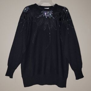 44 | Lady Dame | Embroidered Beaded Collar Heavy Knit Sweater